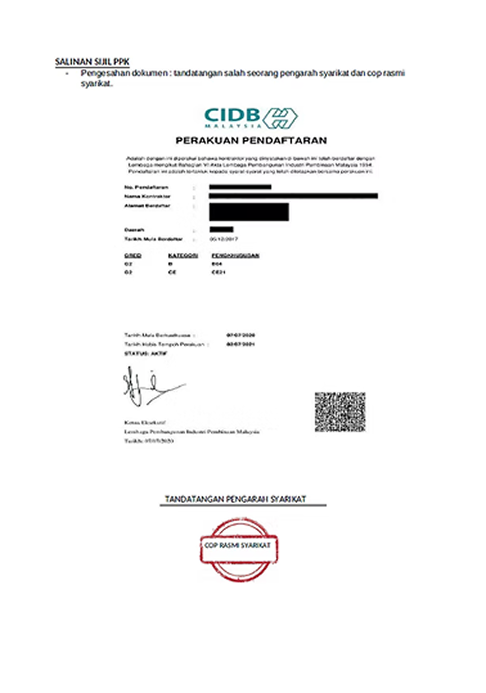 Salinan Sijil PPK